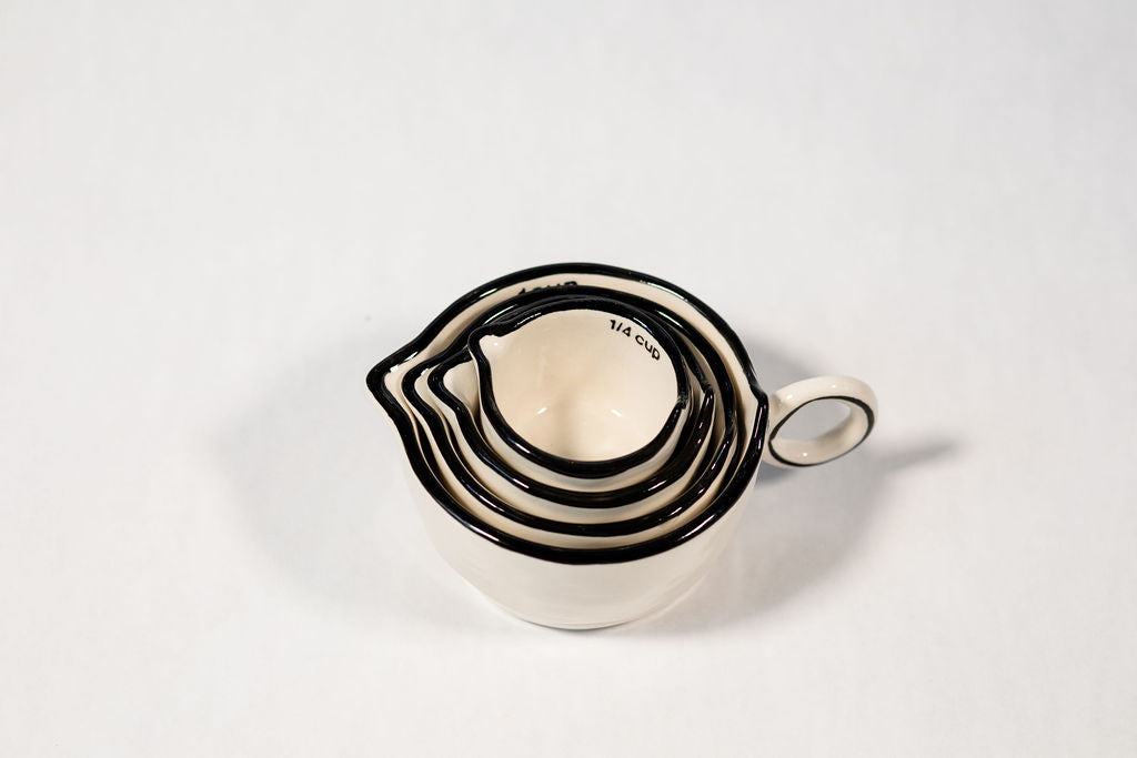 Black &amp; White Stoneware Measuring Cups