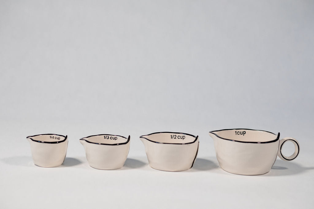 Black &amp; White Stoneware Measuring Cups