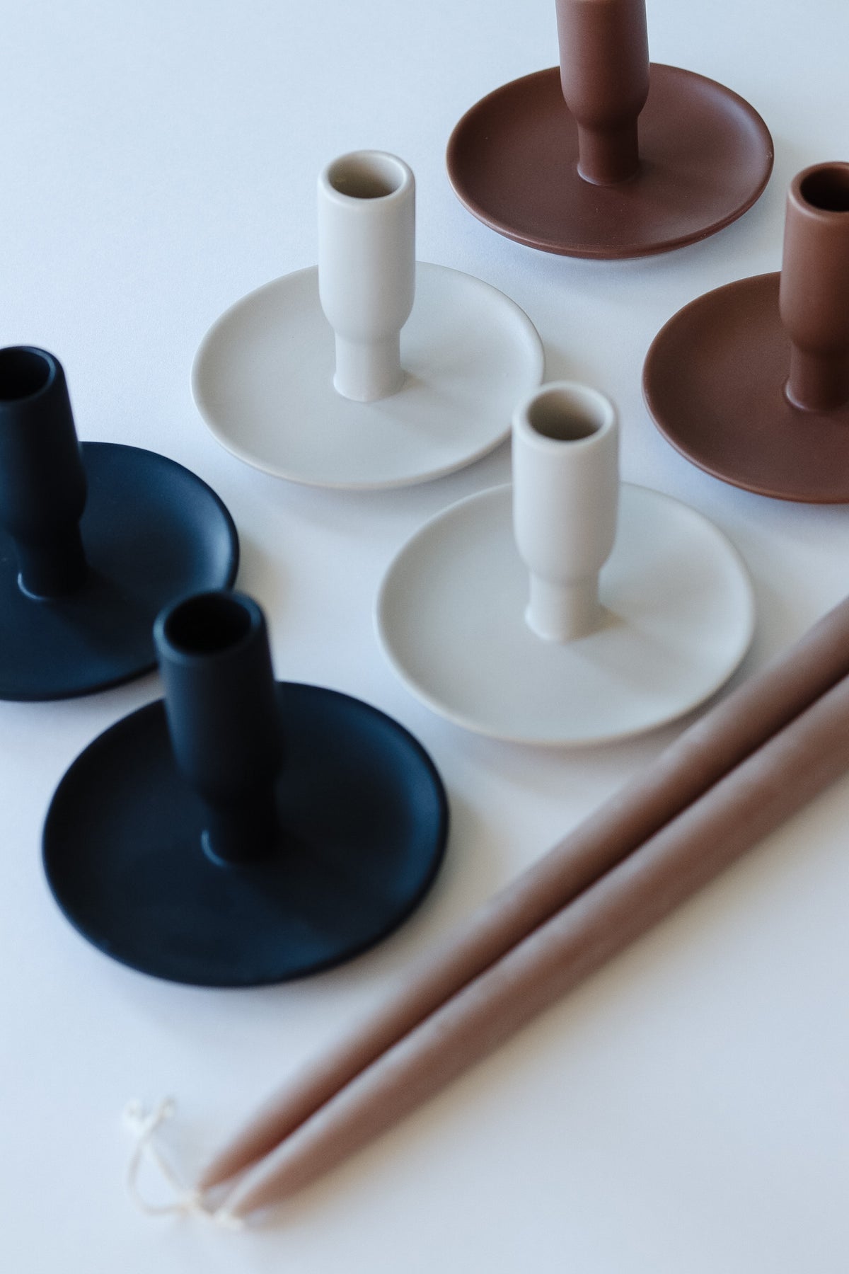 set of ceramic candle holders