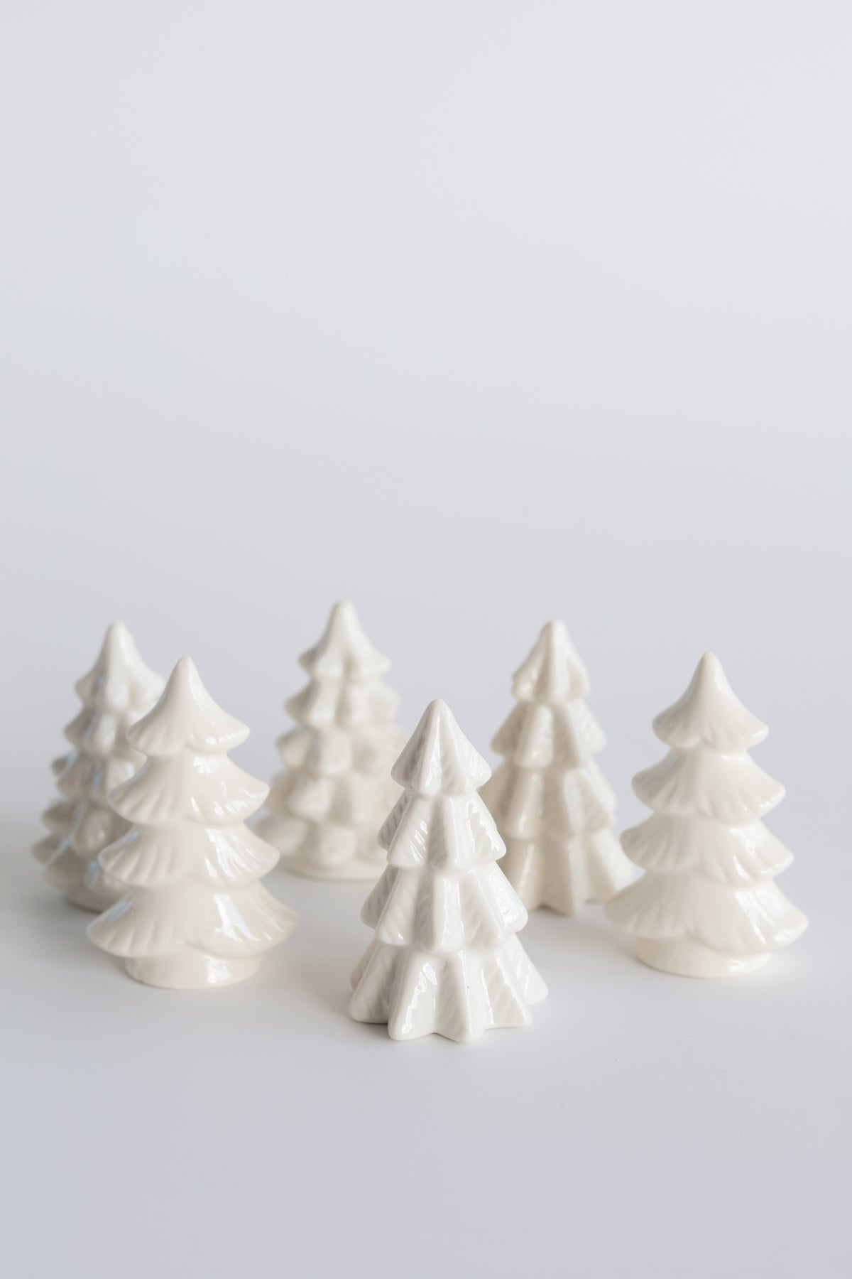 White Stoneware Trees | Set of 6