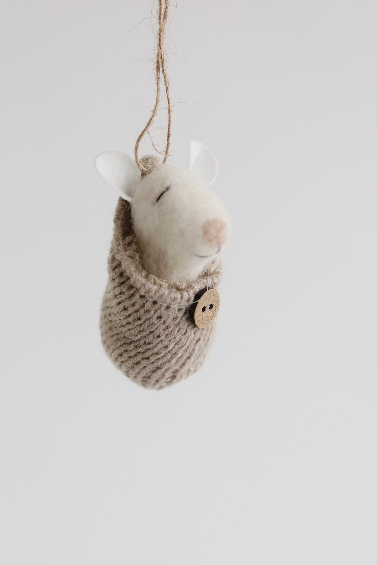 Wool Felt Mouse in a Swaddle Ornament