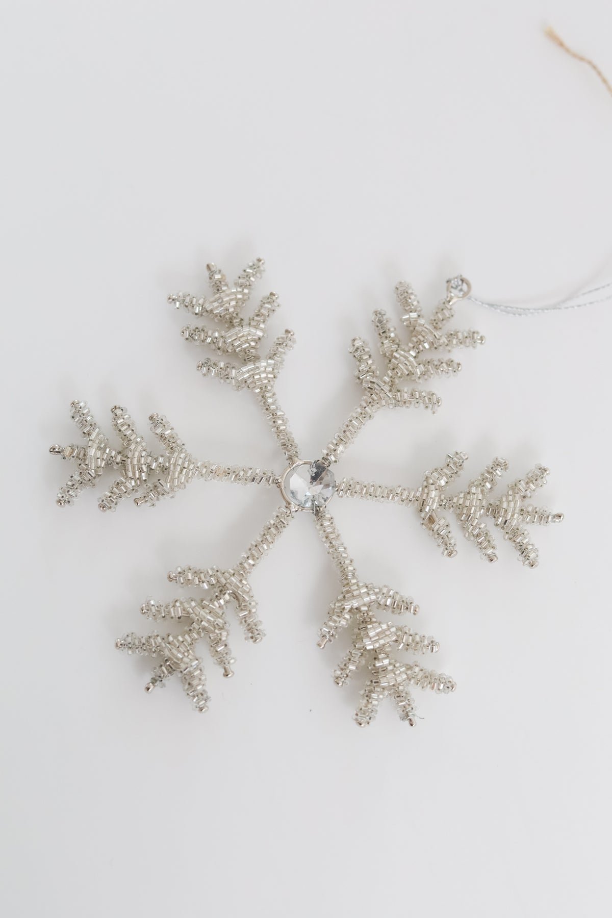 Silver Beaded Snowflake Ornament