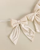Bow Christmas Decor Garland Cream Velcet