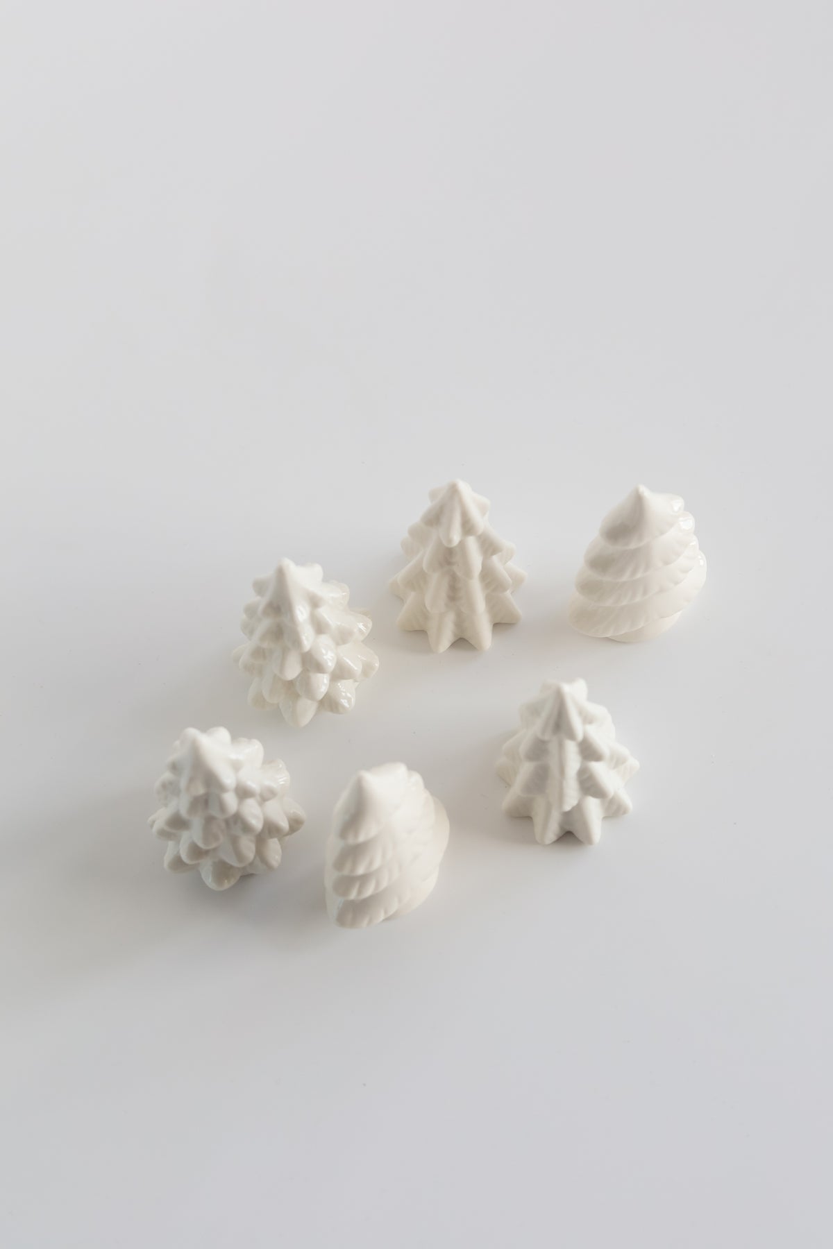 White Stoneware Trees | Set of 6