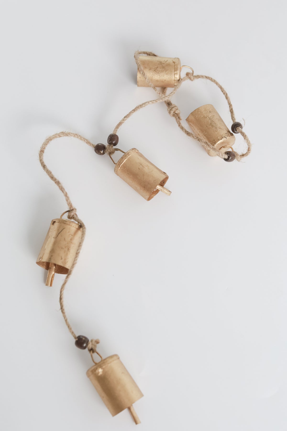 Hanging Metal Bells With Wood Beads