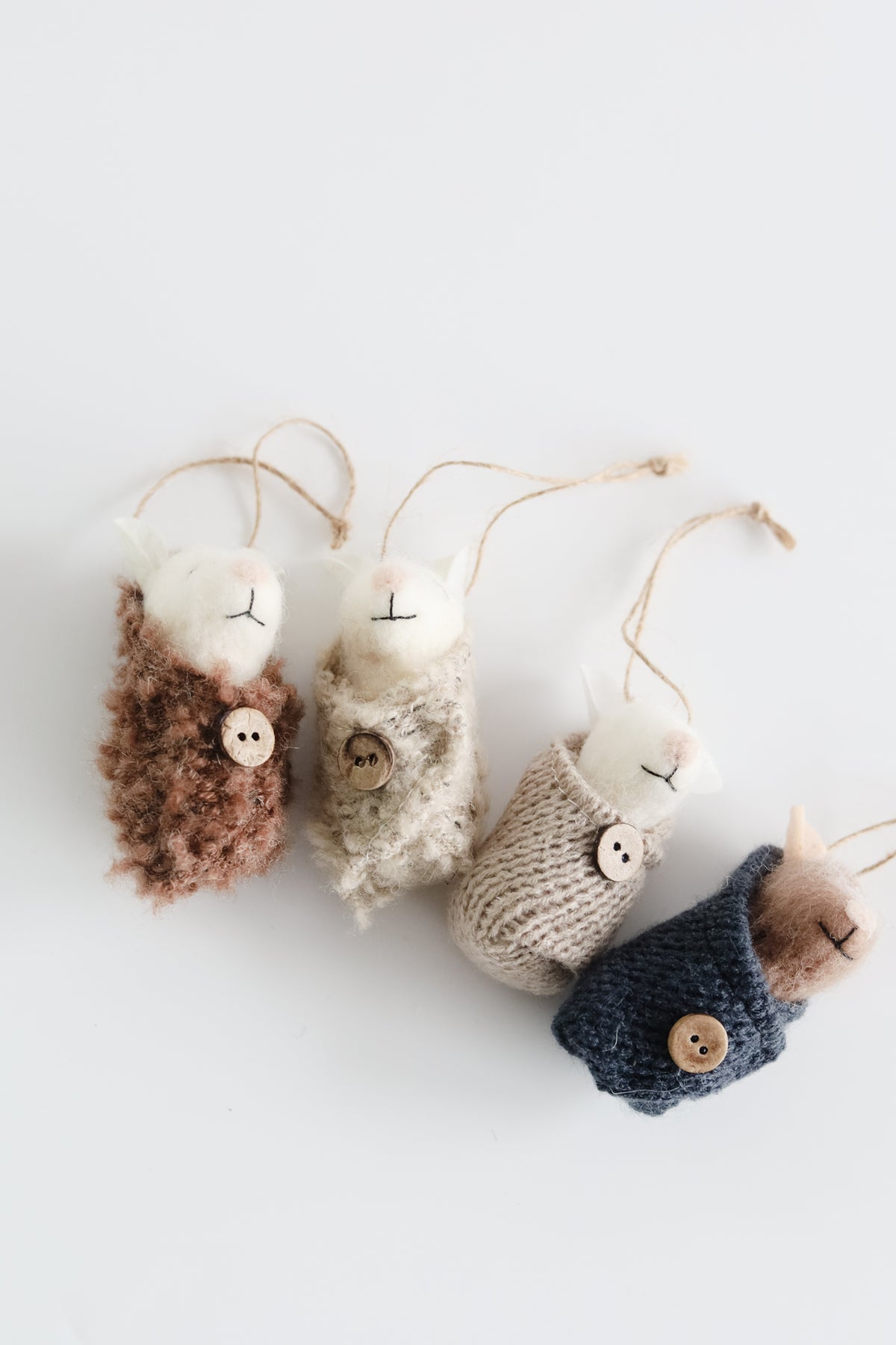 Wool Felt Mouse in a Swaddle Ornament