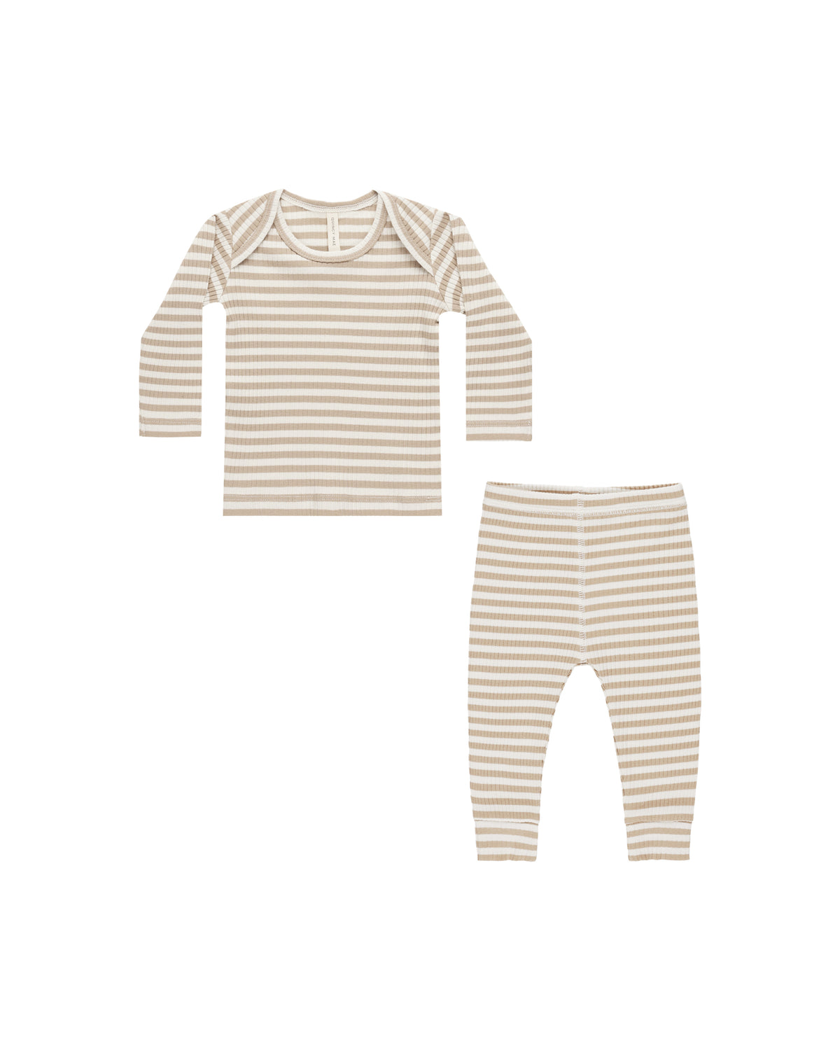 Ribbed Tee &amp; Legging Set | Latte Stripe