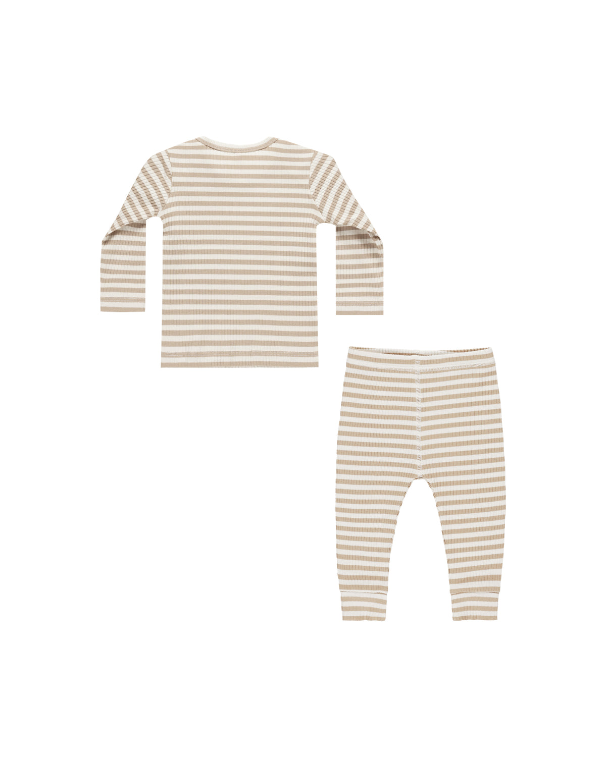 Ribbed Tee &amp; Legging Set | Latte Stripe