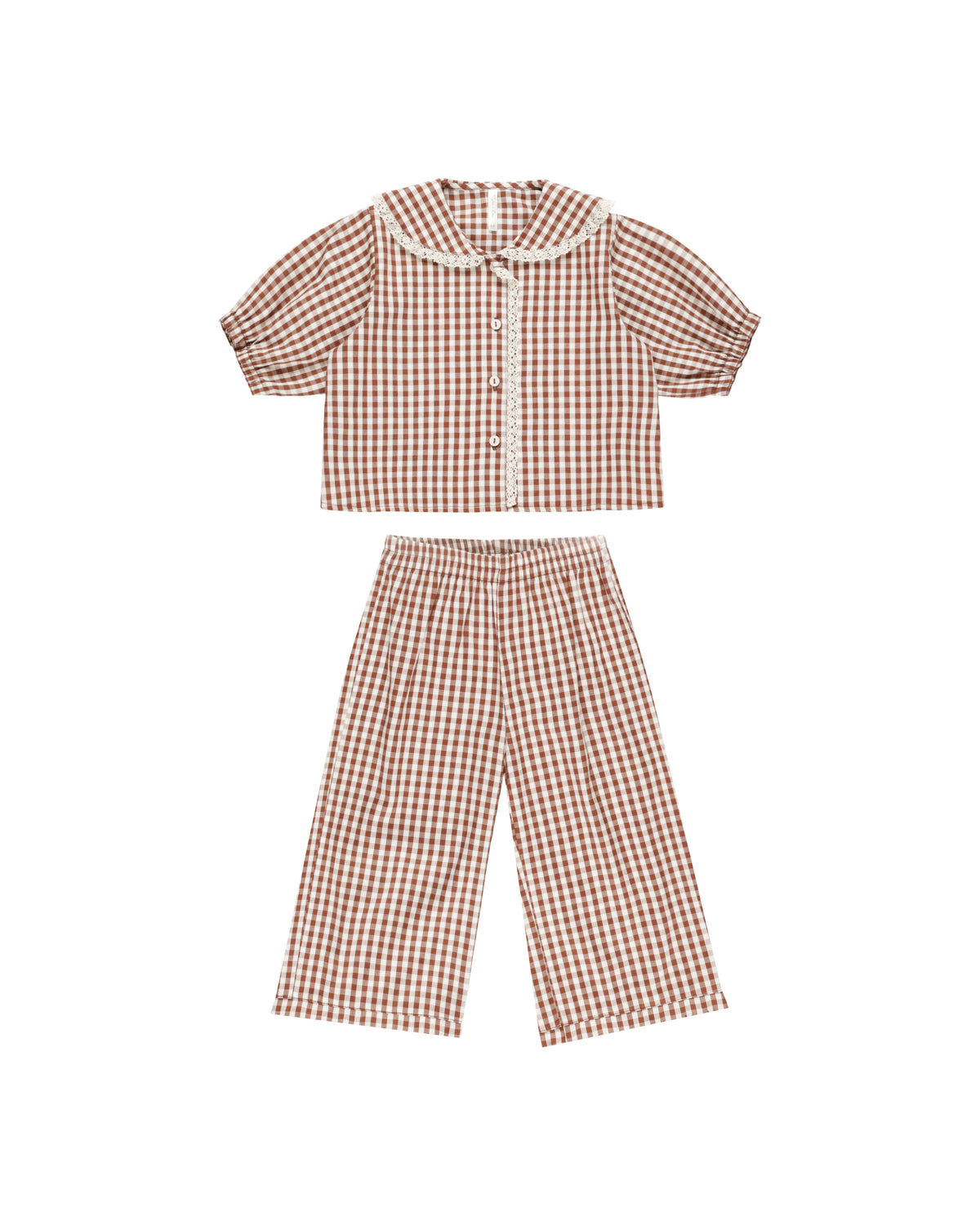 Ruffle Pajamas Brick Gingham