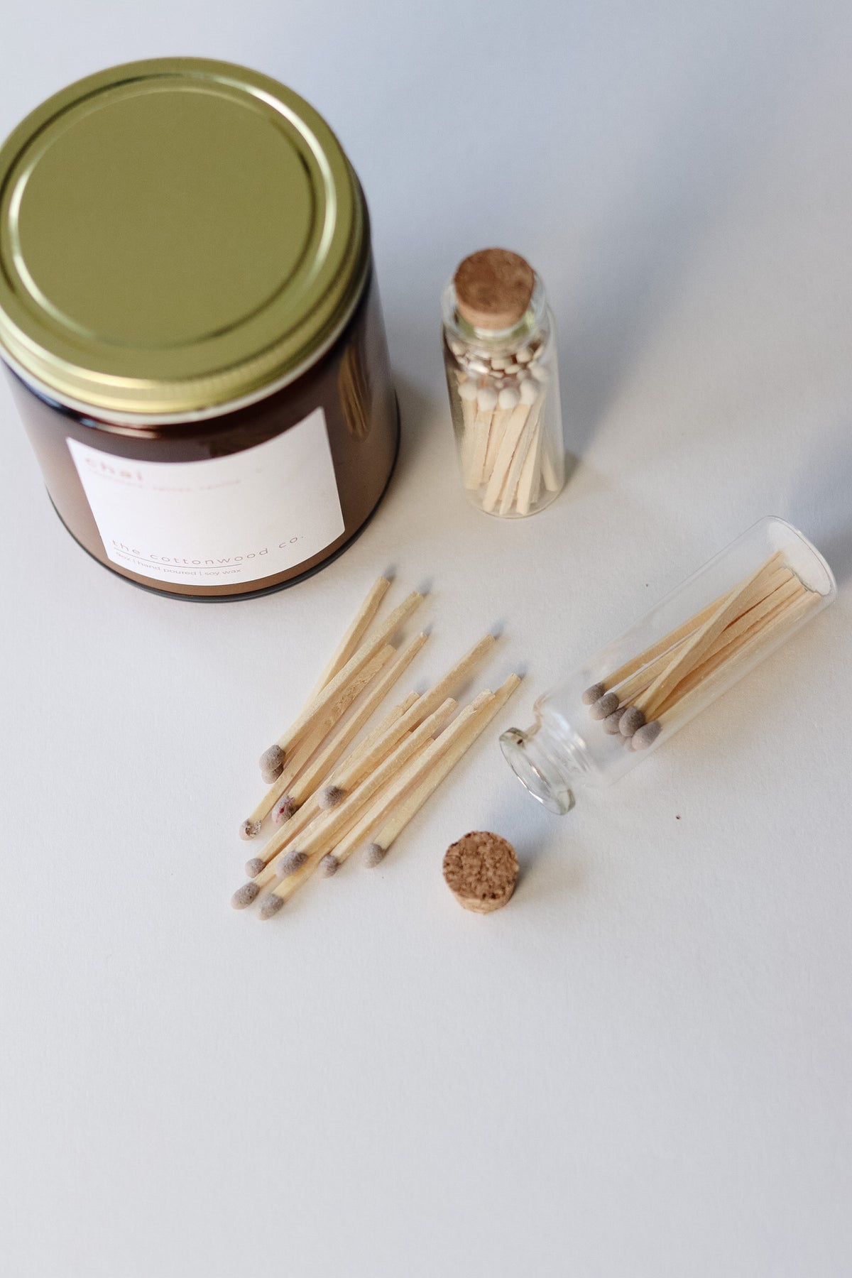 Wooden Matches in Glass Bottle